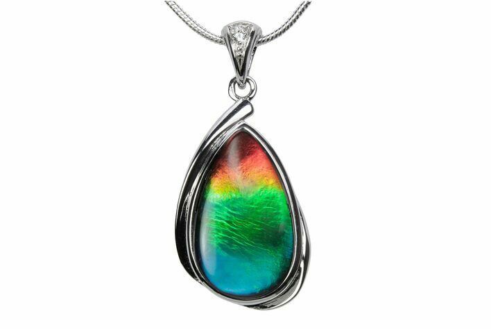 Stunning Ammolite Tear Drop Pendant - Sterling Silver #380648